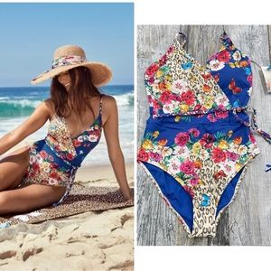 NWT Johnny Was Fleur Braided Wrap One Piece Swimsuit